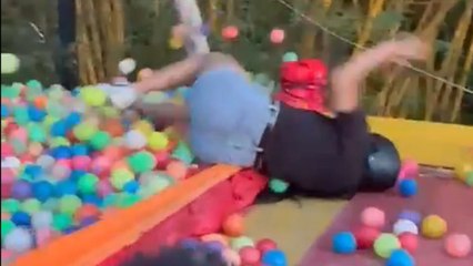 Woman takes a cart ride in the mountains and ends with a tumble