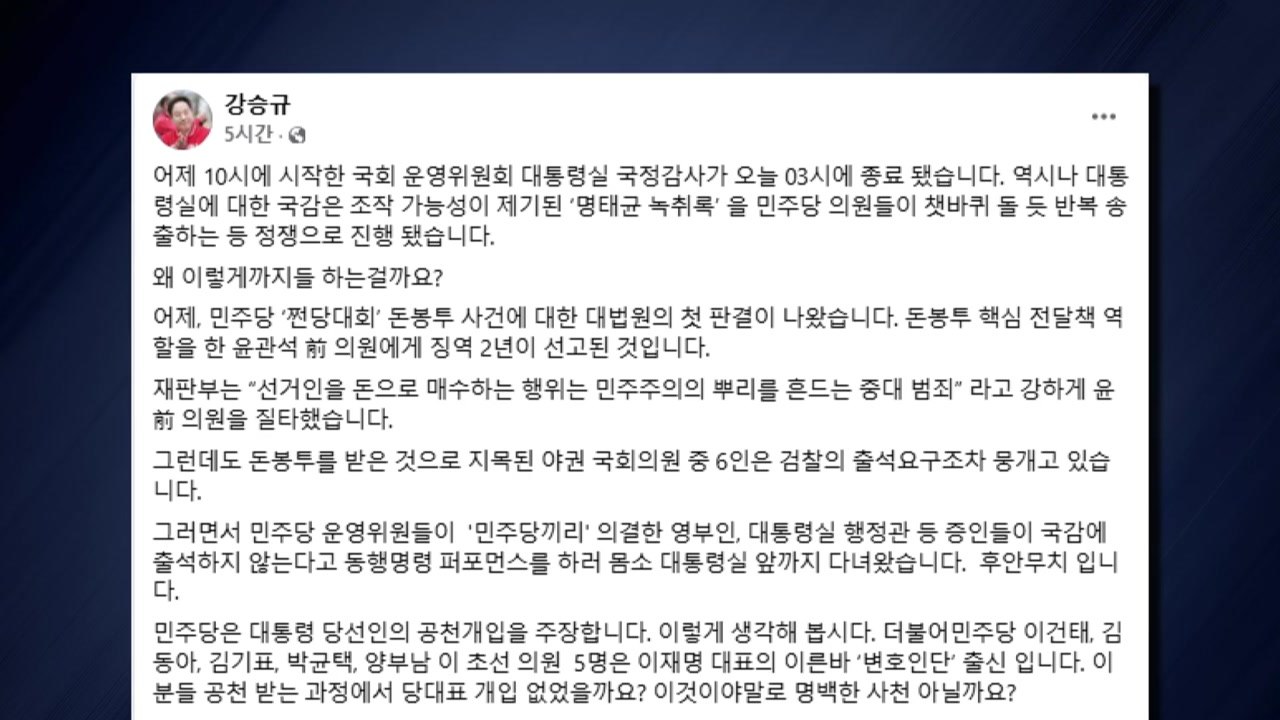 친윤 "민주, 이재명 방탄 위해 '기승전 탄핵' 프레임 가동" / YTN