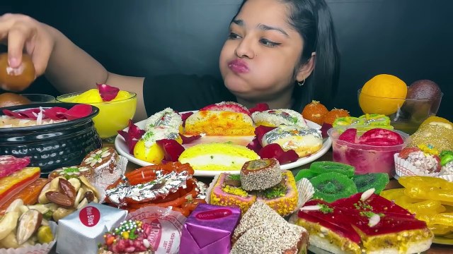 50 TYPES OF DIFFERENT INDIAN DESSERTS EATING CHALLENGE INDIAN SWEETS EATING CHALLENGE _ MUKBANG