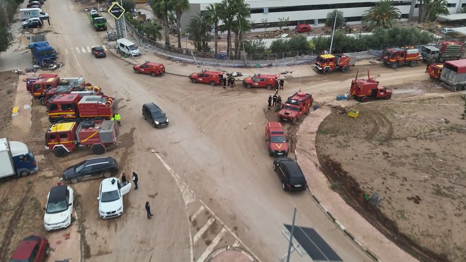 Imgenes grabadas con drones del Ejrcito en Valencia