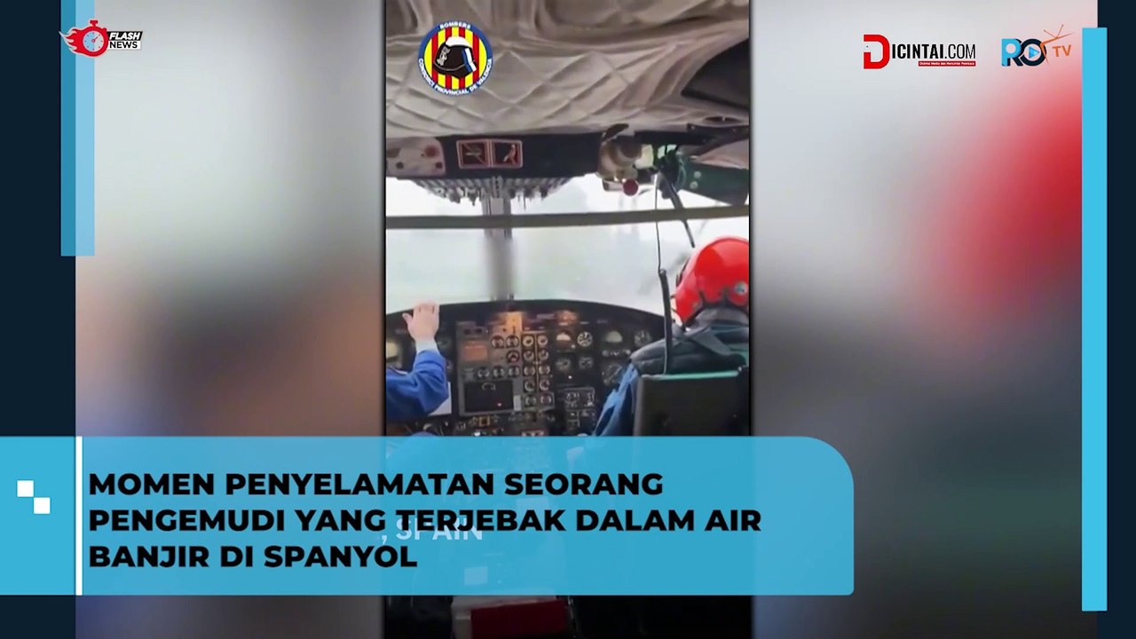 Dramatis! Aksi Penyelamatan Pengemudi Terjebak Banjir Hebat di Spanyol