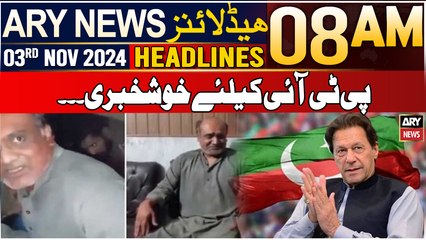 ARY News 8 AM Headlines | 3rd NOV 2024 | Good News for PTI