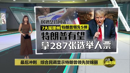 美国总统选举将至   贺锦丽特朗普冲刺争选票