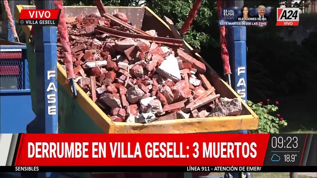 DERRUMBE EN VILLA GESELL: 3 MUERTOS Y POCAS ESPERANZAS DE VIDA