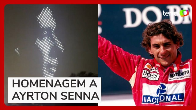 Fórmula 1: Alok projeta rosto de Ayrton Senna por drones em Interlagos