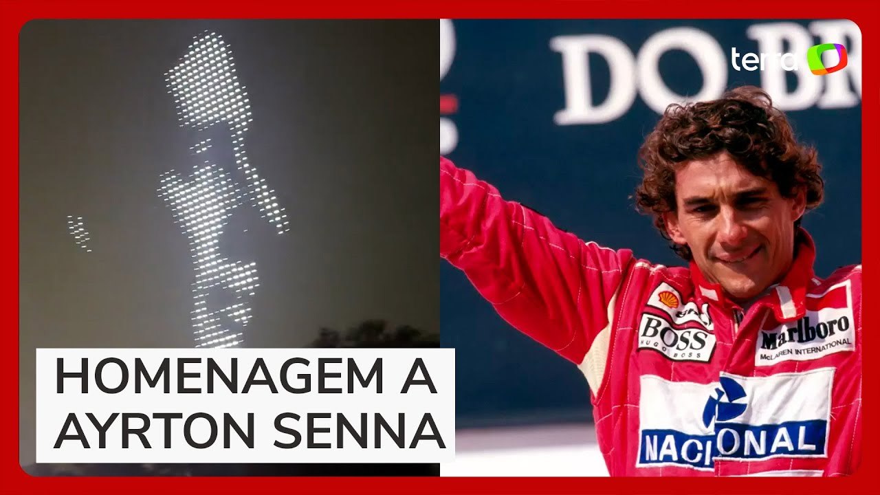 Fórmula 1: Alok projeta rosto de Ayrton Senna por drones em Interlagos