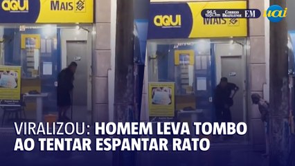 Homem leva tombo ao tentar espantar rato e vira sucesso na web