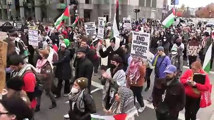 تظاهرة مؤيدة للفلسطينيين تحت شعار "لا تصويت للإبادة" عشية الانتخابات الأميركية