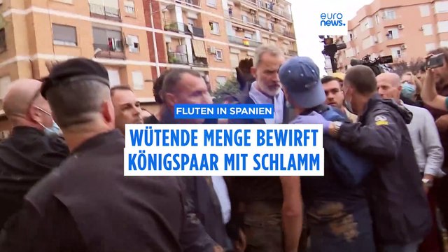 Schlamm, Steine, Wut: Königlicher Besuch in Unwetterzone in Valencia eskaliert