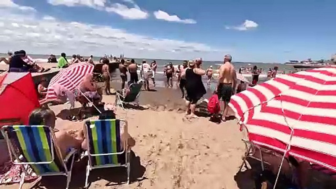 Mar Del Plata Beach A Crowded Day at Argentina