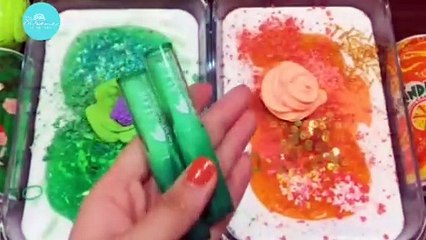 Avocado Vs Pineapple ASMR Slime Mixing with Makeup and Glitter