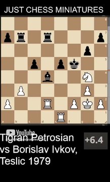 Tigran Petrosian beats Borislav Ivkov with a Pawn checkmate