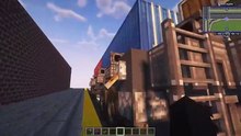 Minecraft truck with realistic gear box and trailer, made with Create.