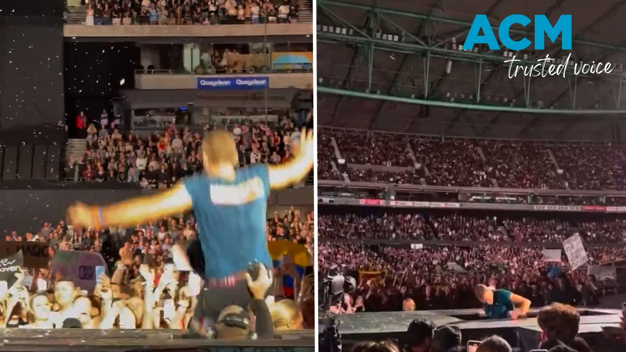 Coldplay singer Chris Martin falls through stage in Australia