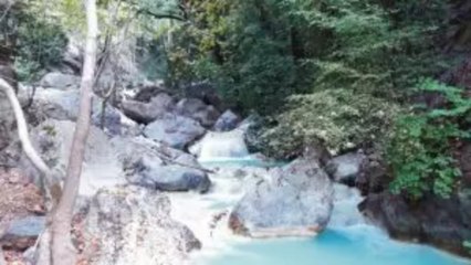 Amanos Dağları’nın eteklerindeki Sarısu Şelalesi’nden muhteşem görüntüler