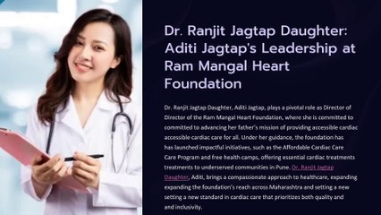 Dr. Ranjit Jagtap Daughter: Aditi Jagtap's Leadership at Ram Mangal Heart Foundation