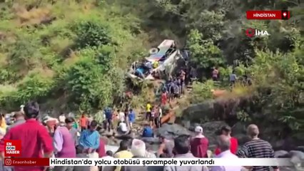 Hindistan'da yolcu otobüsü şarampole yuvarlandı