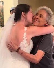 Newlyweds surprise grandparents who couldn't attend wedding
