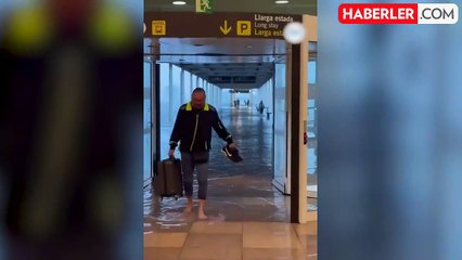 Selin vurduğu İspanya'da uluslararası havalimanı sular altında kaldı