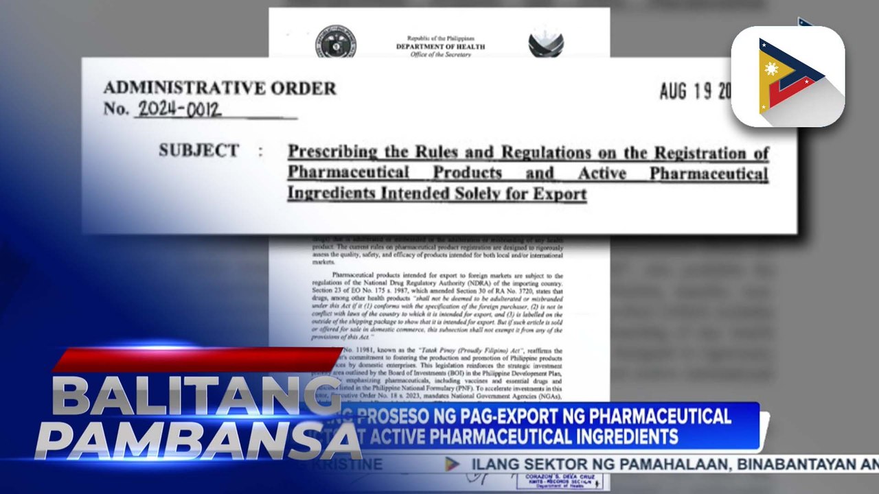 FDA, pinadali ang proseso ng pag-export ng pharmaceutical products at active pharmaceutical ingredients