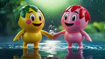 ANIMATION CARTOONS-Emoji happy in rain
