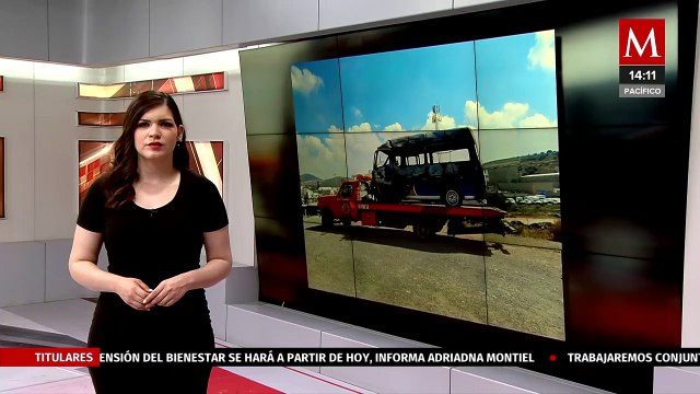 Incendio de camioneta del transporte público en Hidalgo deja dos lesionados