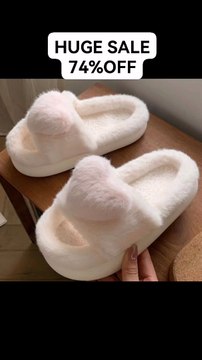Three-dimensional Love Single Band Winter New Women Slipper Soft Heel Platform Warm Indoor Comfortable Home Fluffy Home Slippers