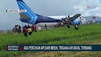 Mesin Pesawat Trigana Air Percikan Api: Batal Terbang Hingga 4 Penumpang Terluka Kerena Berdesakan