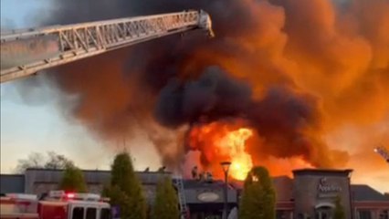 Applebee's in Cranston engulfed in flames as firefighters work to control the blazing inferno
