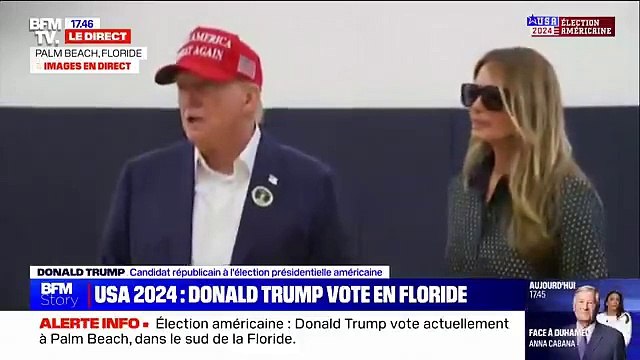 Spécial USA - Donald Trump a voté dans son bureau de vote à Palm Beach, en Floride, accompagné de sa femme Melania Trump: Je pense qu'on va l'emporter largement ce soir
