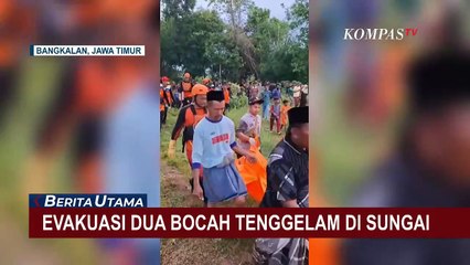 Proses Evakuasi Jenazah 2 Bocah Tenggelam di Sungai Desa Poter Bangkalan