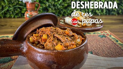 Receta de guisado de carne deshebrada con papas
