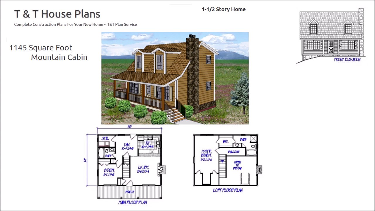 1-1/2 Story 1145 Square Foot Mountain Cabin Hom...