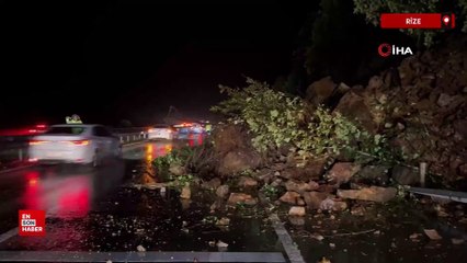 Rize'de heyelan nedeniyle Karadeniz Sahil Yolu'nun Artvin yönü ulaşıma kapandı