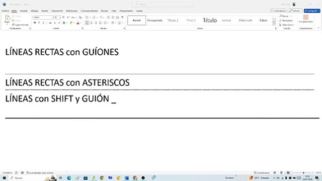 ✍ Como HACER LÍNEAS RECTAS (LÍNEAS HORIZONTALES) en WORD FÁCIL y RÁPIDO