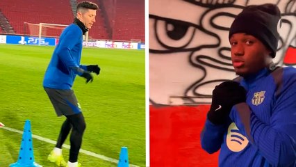 Barcelona: Los jugadores se entrenan en el frío de Serbia previo a su partido de Champions ante Estrella Roja