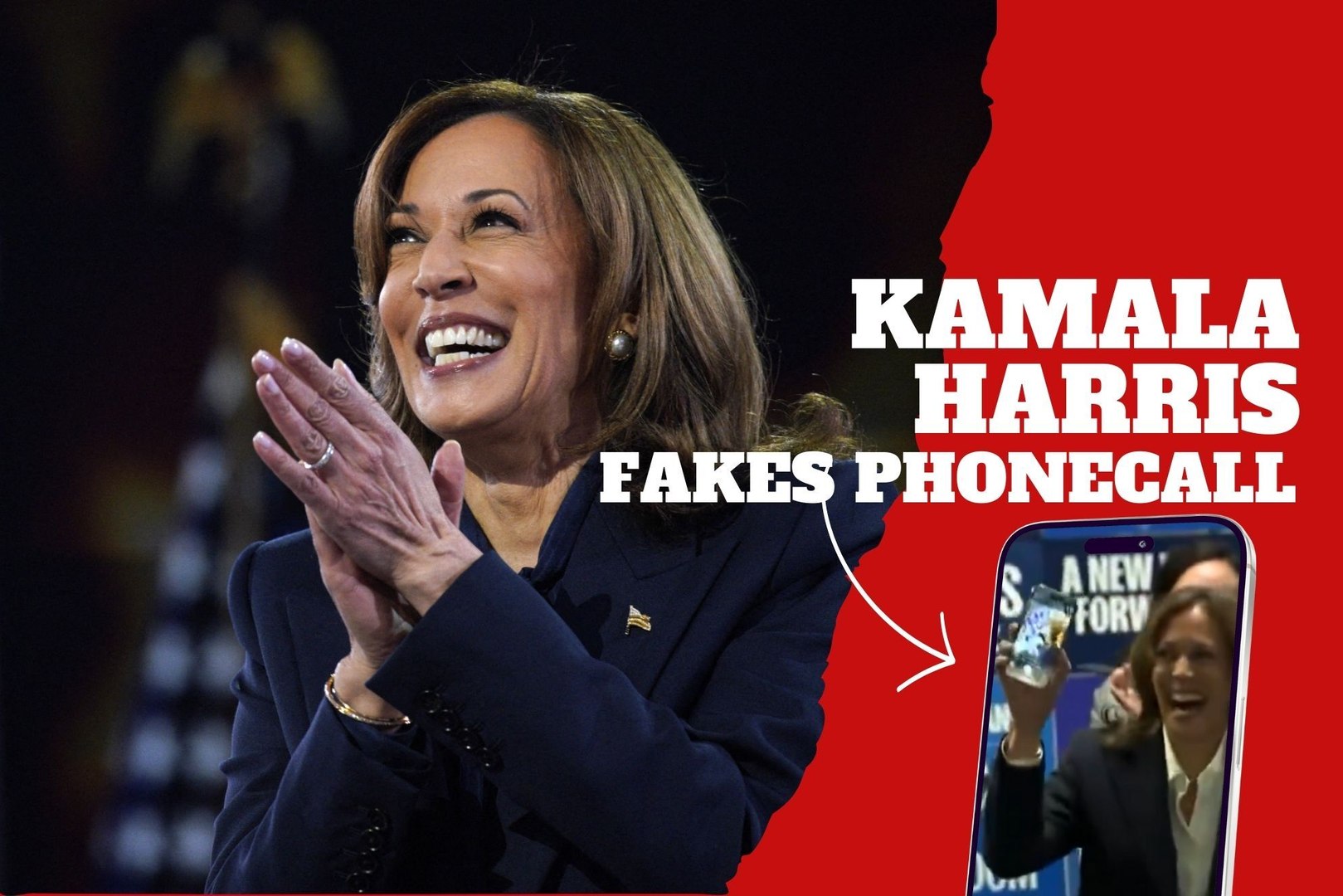 Kamala Harris fakes phonecall at DNC headquarters