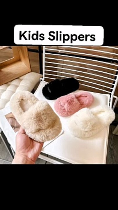 Kid Shoes Girl Fur Slippers Anti Slip Warm Slippers Fashionable Color Matching Cotton Slipper Autumn Winter Thick Bottom Slipper