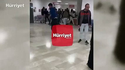 Hastanede polise ve güvenlik görevlilerine saldırı! O anlar kamerada