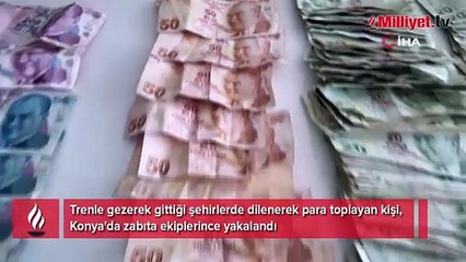 Trenle gezerek dilencilik yaptı! Üstünden çıkan dolar, euro ve paralar şoke etti