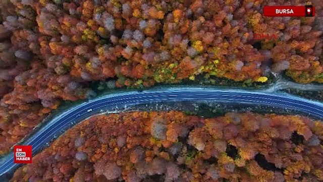 Bursa'da Domaniç Dağları'na uzanan yollarda eşsiz sonbahar manzarası