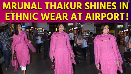 Mrunal Thakur spotted at Mumbai Airport in her ethnic outfit