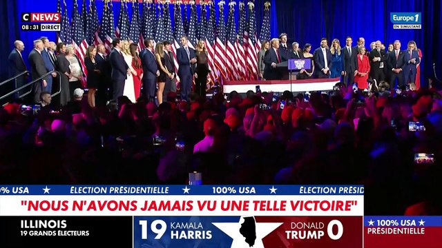 Regardez les premiers mots de Donald Trump qui revendique la victoire et qui annonce un nouvel âge d'or pour les américains et sa volonté de résoudre les problèmes