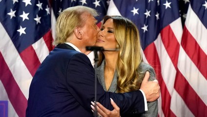 Trump embraces and thanks ‘bestselling author’ Melania as Republican declares election victory