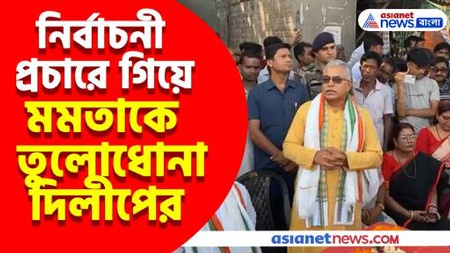 নির্বাচনী প্রচারে গিয়ে মমতাকে তুলোধোনা দিলীপের