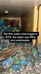 People find tens of thousands of sealed water bottles inside an abandoned building in Flin