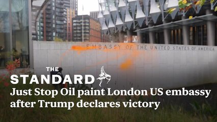 Just Stop Oil Paint Us Embassy In London After Trump Declares Victory