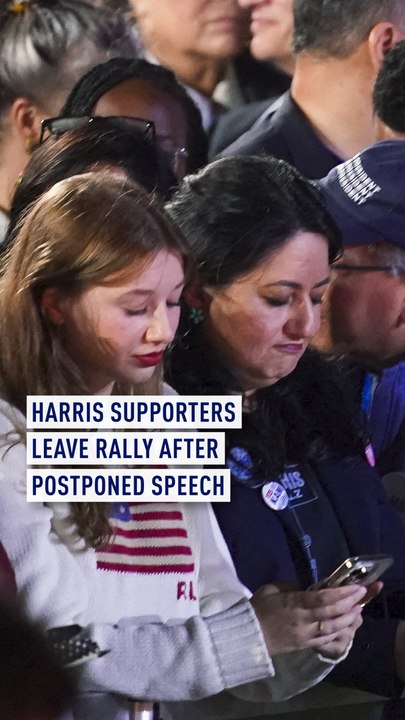 Harris supporters leave rally after postponed speech