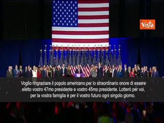Trump: "È una magnifica vittoria del popolo americano, l'America sarà di nuovo grande"