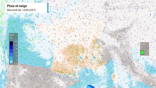 Nombreux brouillards et nuages bas en France.